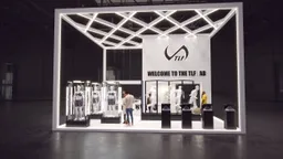 30x30 booth with sports lab and mannequins